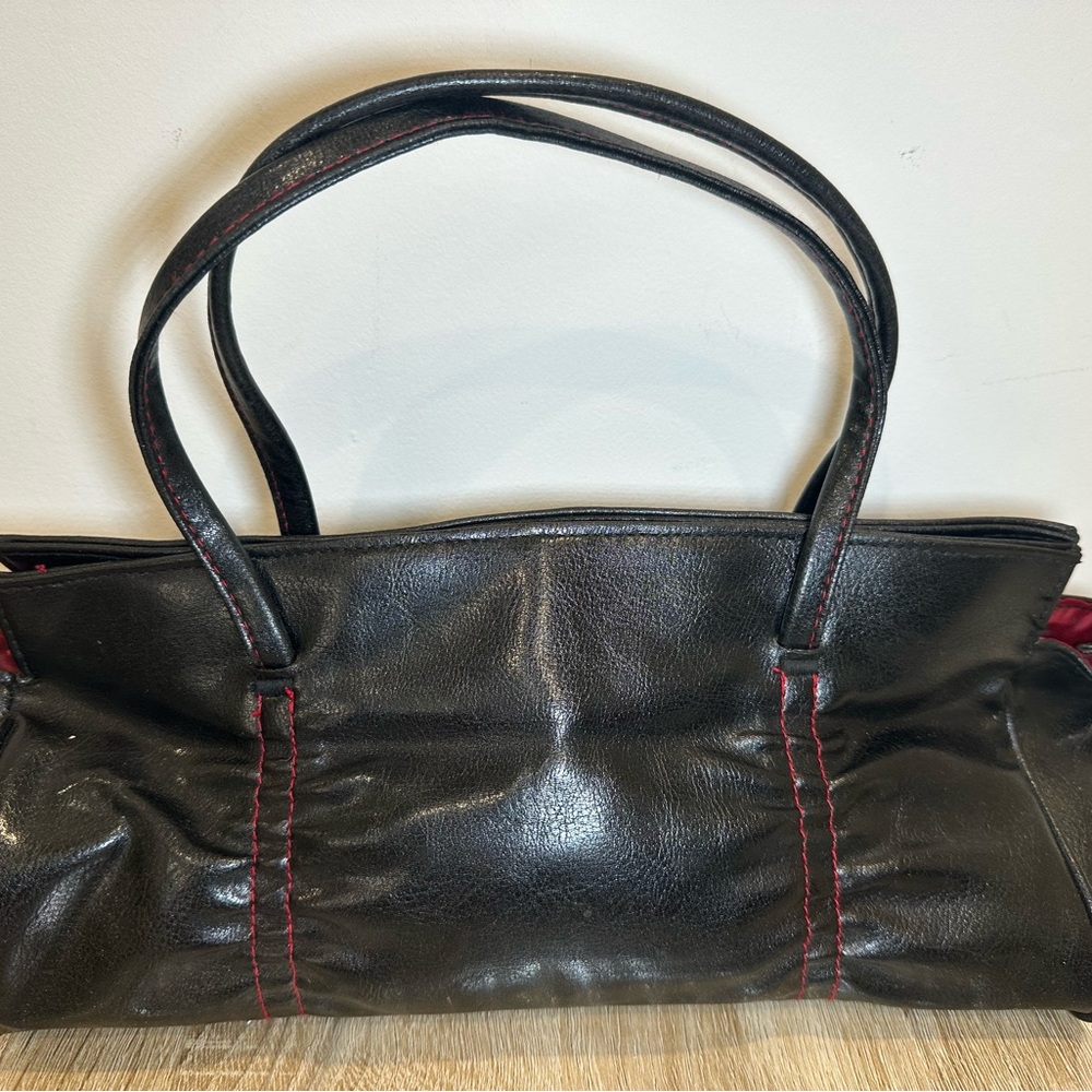 Vintage Victoria’s Secret Black Leather Tote with Red Lining